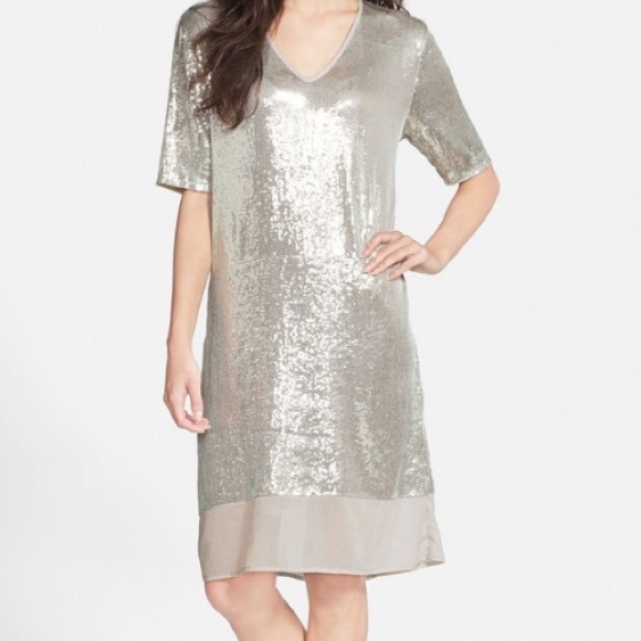 Silver Sequin Dress - Velvet by Graham & Spencer - Size L - Picture 7 of 9
